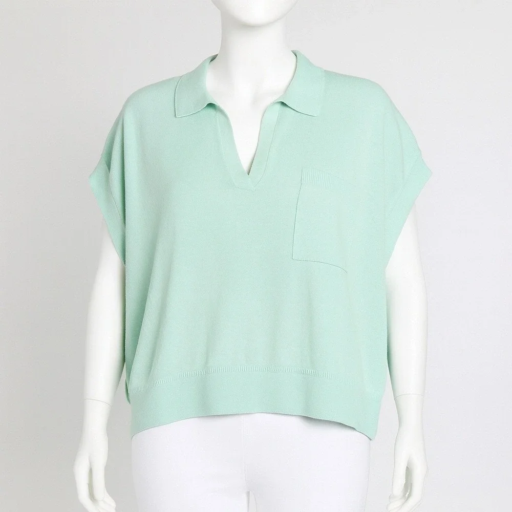 NWOT Banana Republic Women Polo Top XL/XXL Linen Oversized Johnny-Collar Sweater - Picture 9 of 9